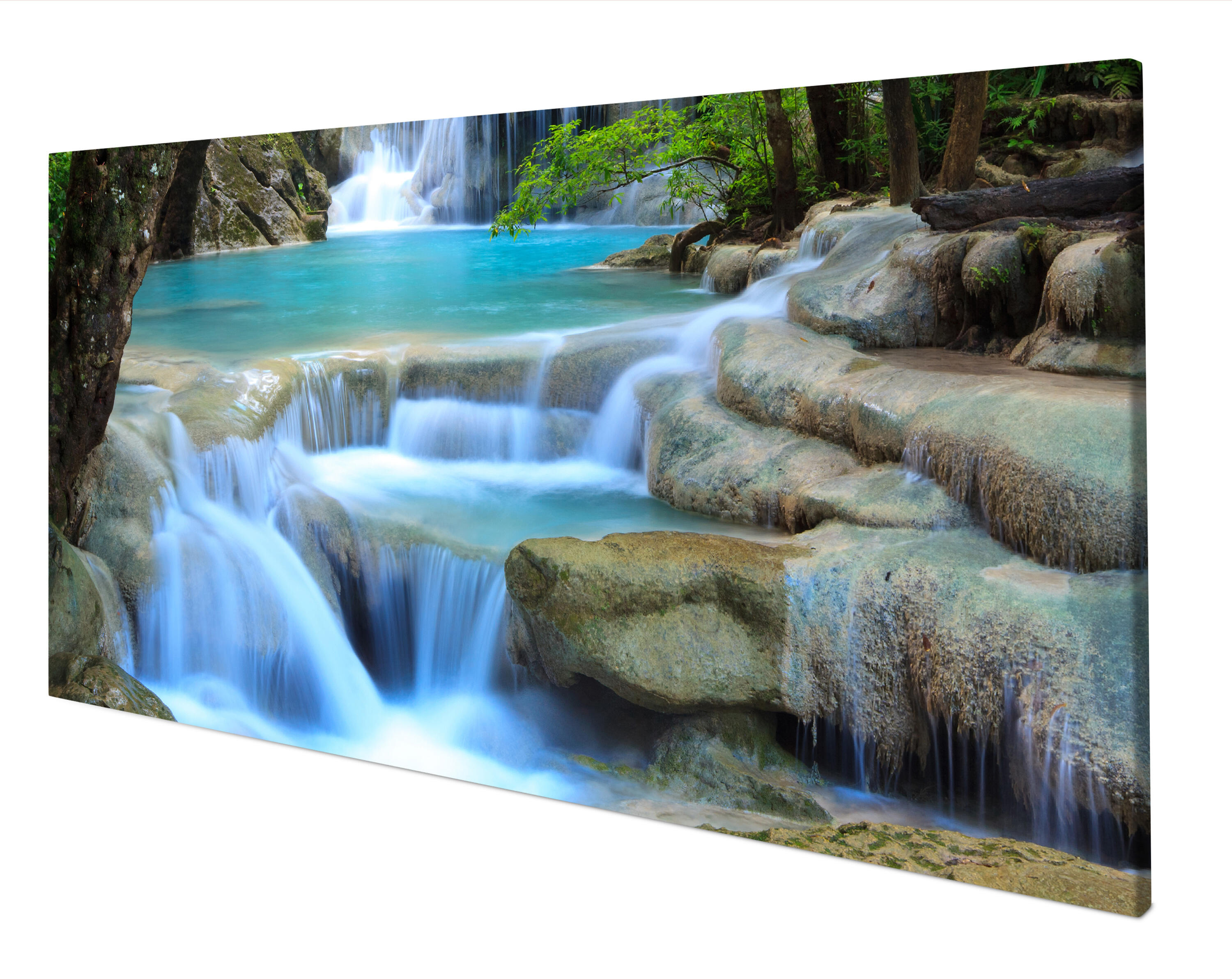 Leinwandbild Wasserfall im Wald Panoramabild Kunstdrucke M0485